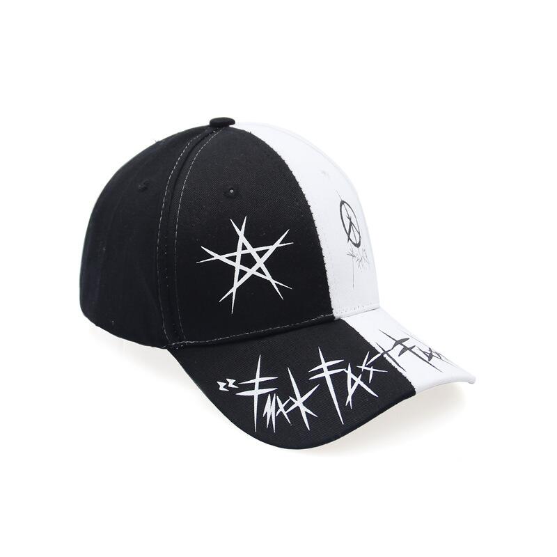 Custom Graffiti Snapback Baseball Caps Black And White Patchwork Men Women Hip Hop Fashion Casual Hat - Image 3